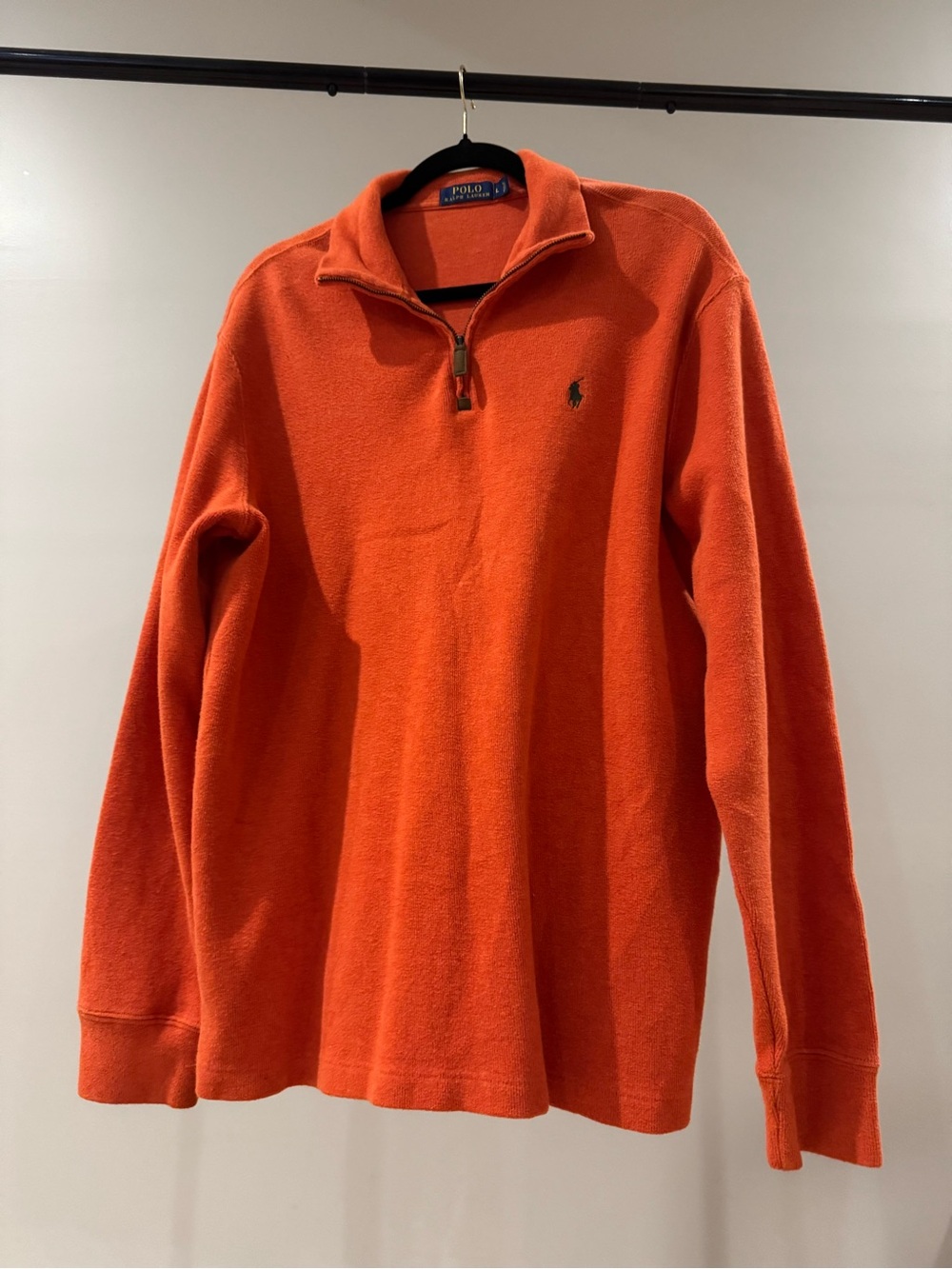 Polo by Ralph Lauren Bright Orange Quarter-Zip Fleece Pullover
